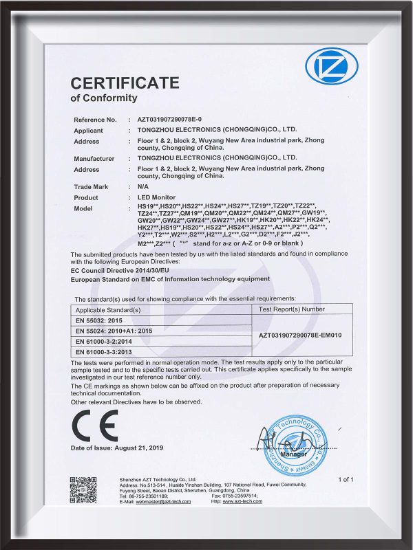 custom pc and monitor After Sales CE Certificate