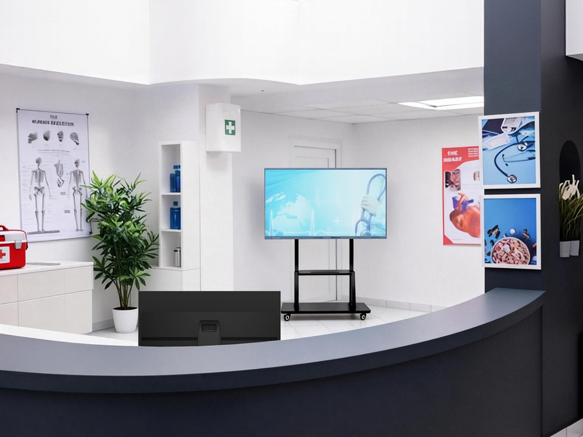 Tragbares interaktives Flachbildschirmdisplay für Kundenschalter, Empfangstheken und Verwaltungsbüros